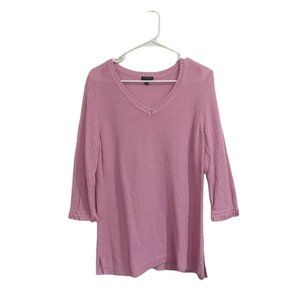 Talbot's Large Petite Pink Sweater 3/4 Length Sleeves Fringe